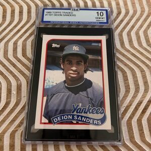 1989 Deion Sanders Yankees Rookie Card ISA Graded GEM MINT 10 Trading Card